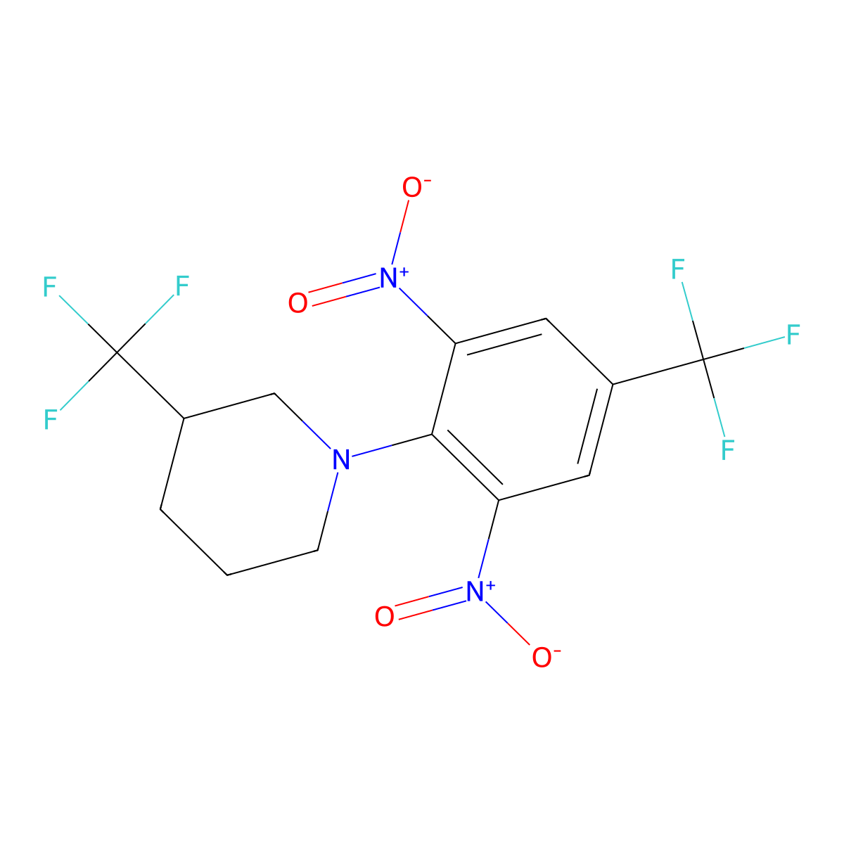 1-[2,6-Dinitro-4-(trifluoromethyl)phenyl]-3-(trifluoromethyl)piperidine molecular structure, CAS 476634-69-2
