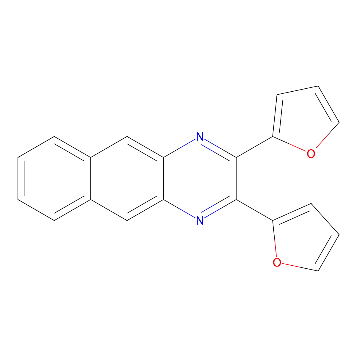 2,3-Bis(furan-2-yl)benzo[g]quinoxaline molecular structure, CAS 476635-95-7