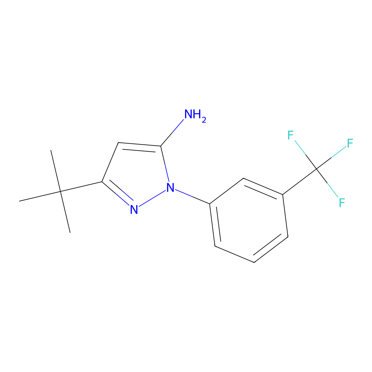 3-(tert-Butyl)-1-(3-(trifluoromethyl)phenyl)-1H-pyrazol-5-amine molecular structure, CAS 476637-07-7
