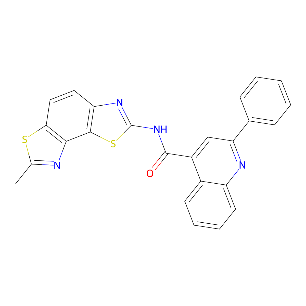 N-(7-methyl-[1,3]thiazolo[5,4-e][1,3]benzothiazol-2-yl)-2-phenylquinoline-4-carboxamide molecular structure, CAS 476641-02-8