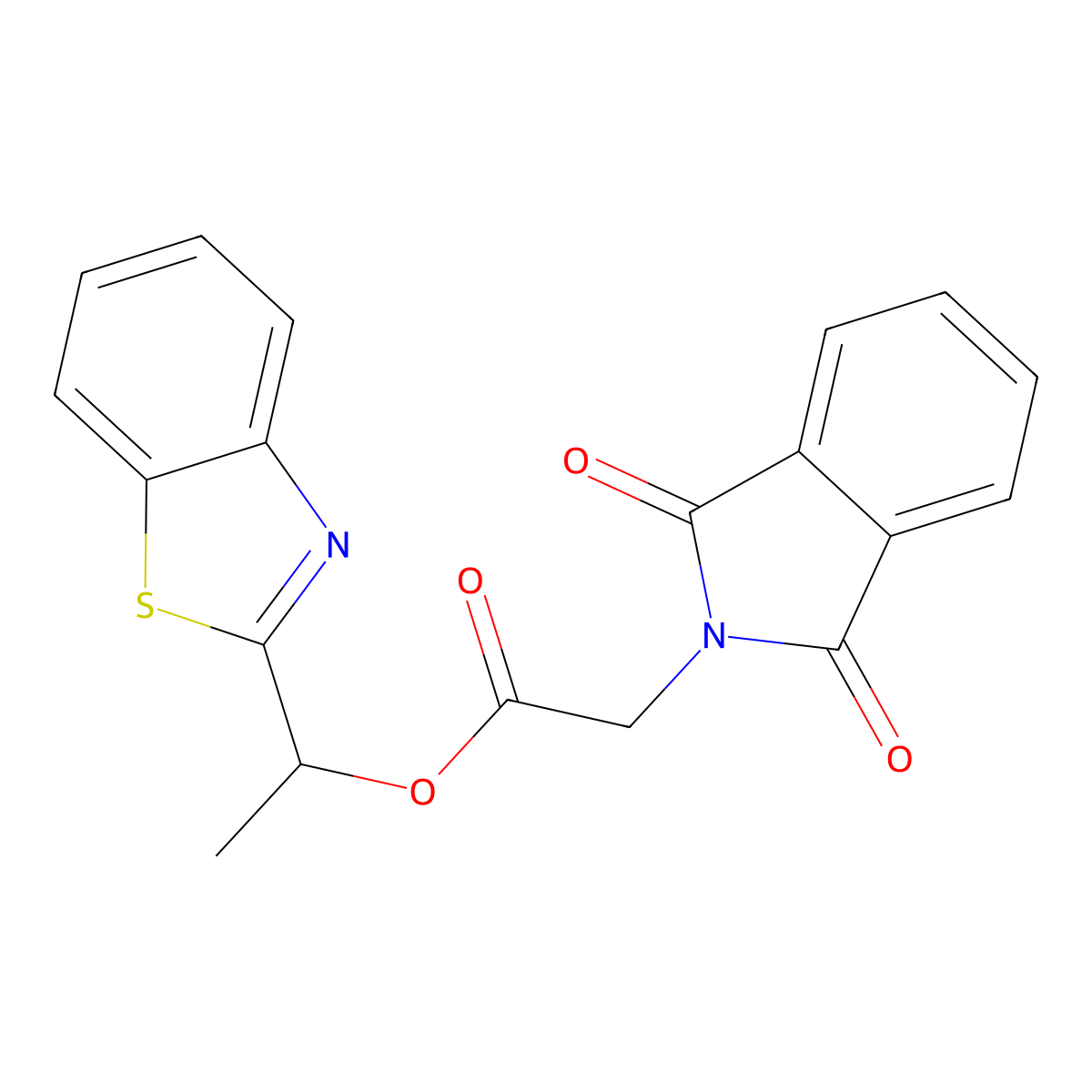 1-(Benzo[d]thiazol-2-yl)ethyl 2-(1,3-dioxoisoindolin-2-yl)acetate molecular structure, CAS 476641-47-1