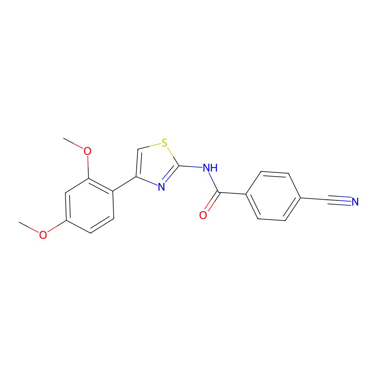 4-cyano-N-[4-(2,4-dimethoxyphenyl)-1,3-thiazol-2-yl]benzamide molecular structure, CAS 476641-59-5