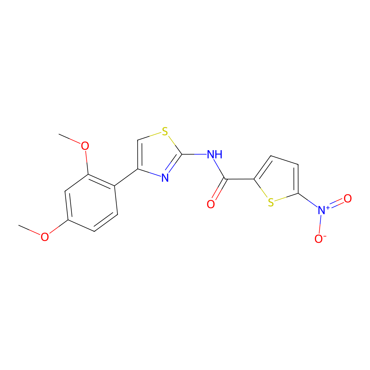 N-[4-(2,4-dimethoxyphenyl)-1,3-thiazol-2-yl]-5-nitrothiophene-2-carboxamide molecular structure, CAS 476641-60-8