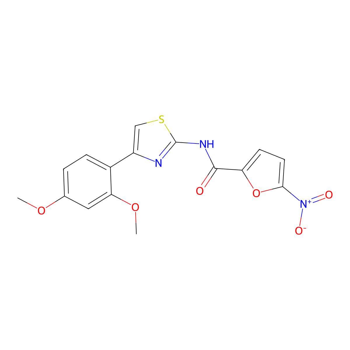 N-[4-(2,4-dimethoxyphenyl)-1,3-thiazol-2-yl]-5-nitrofuran-2-carboxamide molecular structure, CAS 476641-61-9