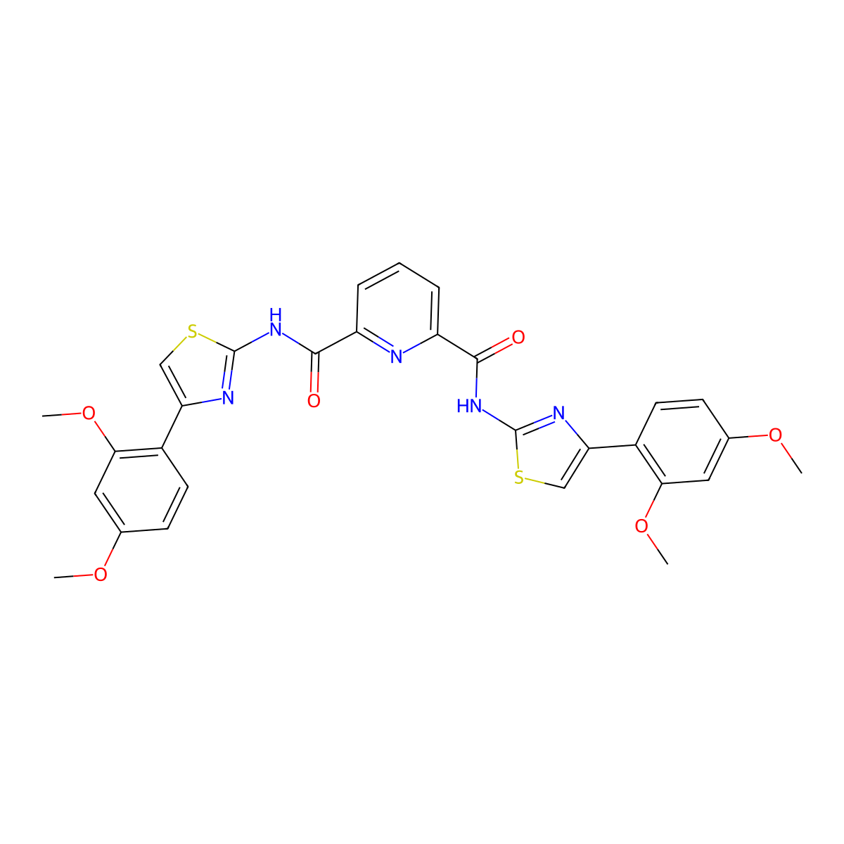 N2,N6-bis(4-(2,4-dimethoxyphenyl)thiazol-2-yl)pyridine-2,6-dicarboxamide molecular structure, CAS 476641-75-5