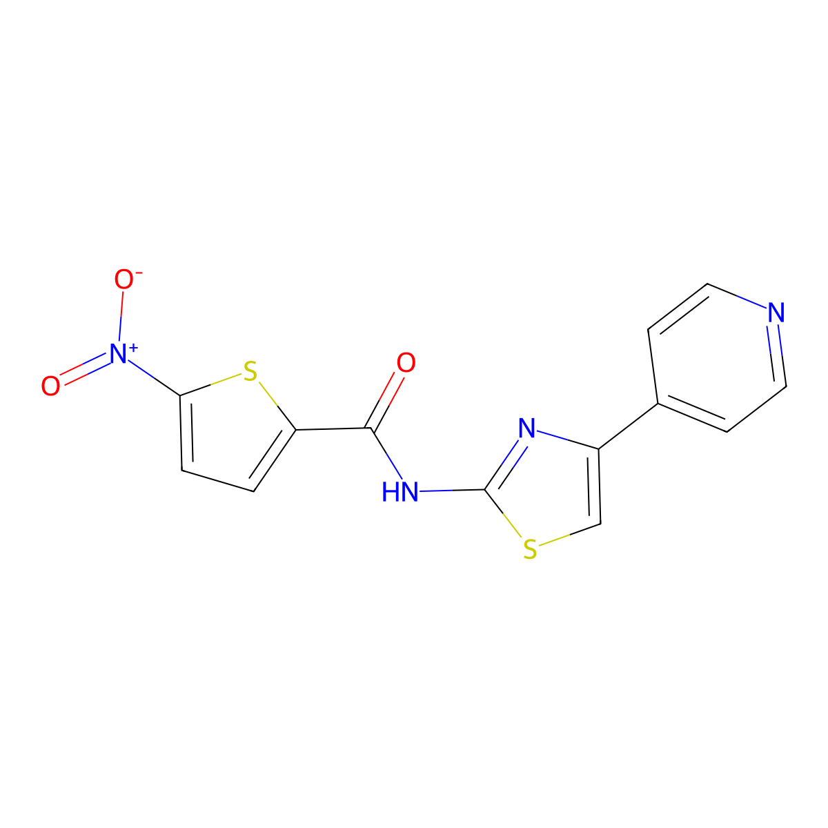 5-nitro-N-(4-pyridin-4-yl-1,3-thiazol-2-yl)thiophene-2-carboxamide molecular structure, CAS 476641-88-0