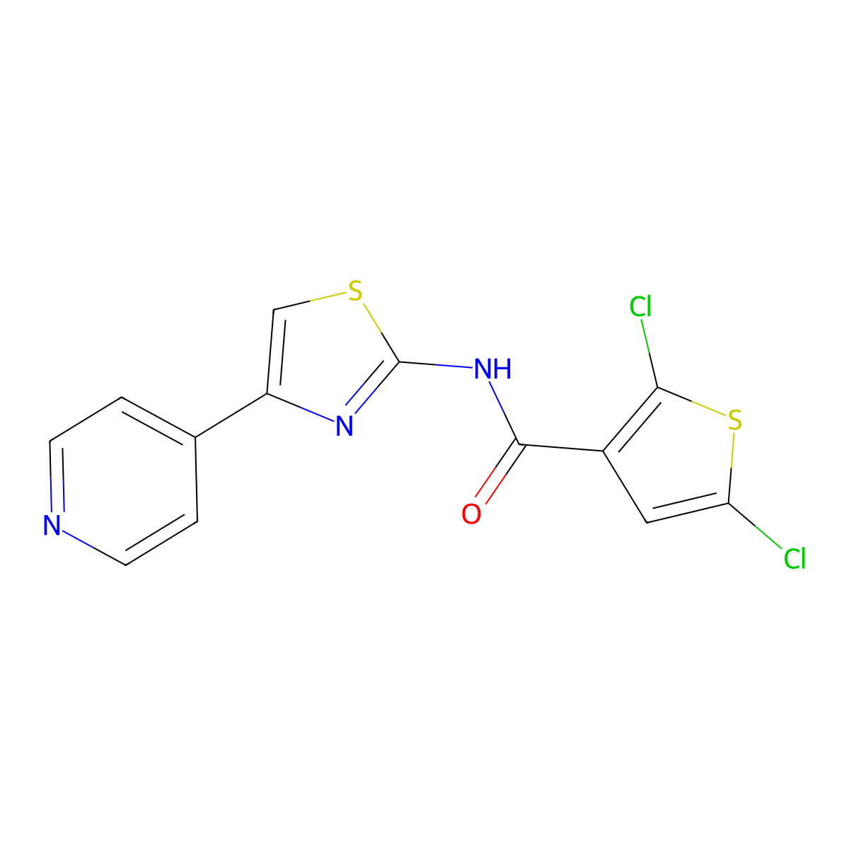 2,5-dichloro-N-(4-(pyridin-4-yl)thiazol-2-yl)thiophene-3-carboxamide molecular structure, CAS 476641-97-1
