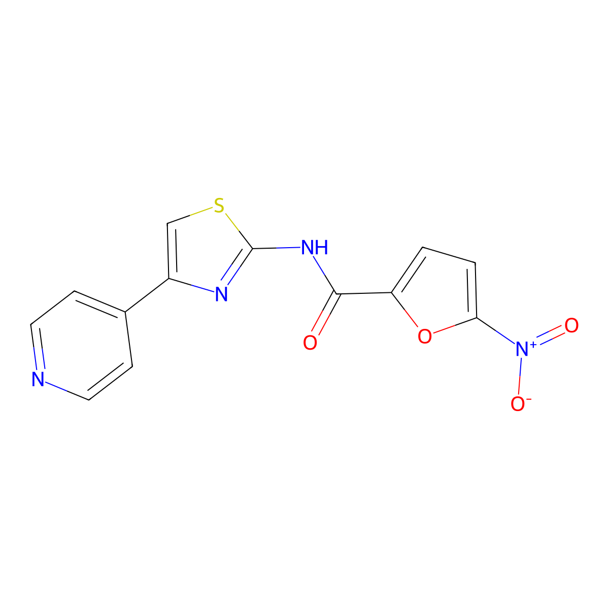 5-nitro-N-(4-(pyridin-4-yl)thiazol-2-yl)furan-2-carboxamide molecular structure, CAS 476641-98-2
