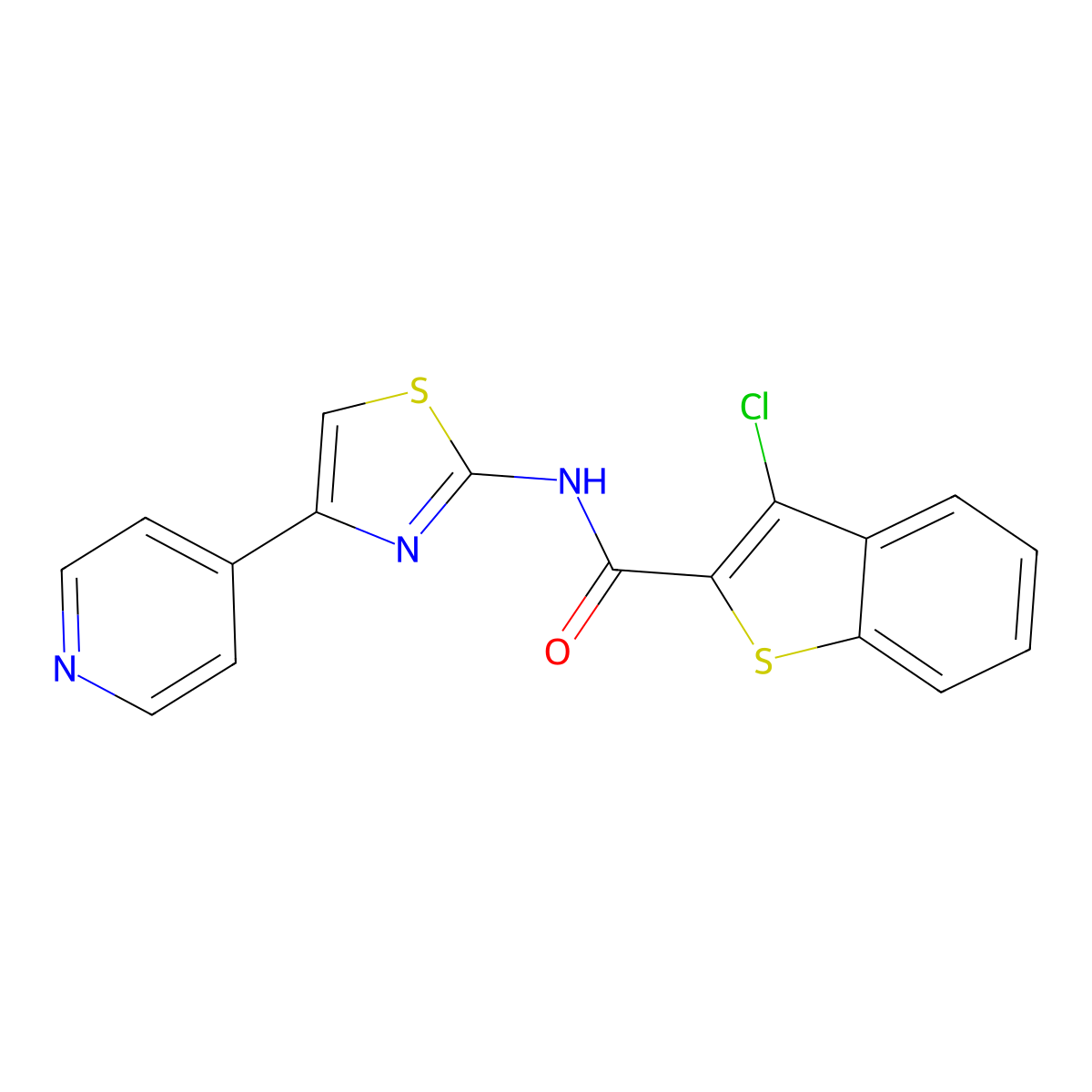 3-chloro-N-(4-(pyridin-4-yl)thiazol-2-yl)benzo[b]thiophene-2-carboxamide molecular structure, CAS 476642-02-1