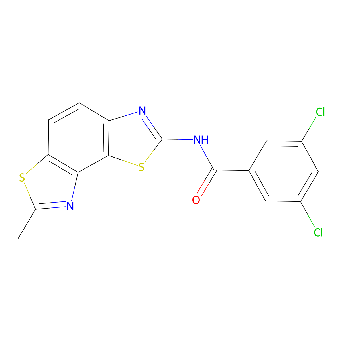 3,5-dichloro-N-(7-methyl-[1,3]thiazolo[5,4-e][1,3]benzothiazol-2-yl)benzamide molecular structure, CAS 476642-10-1