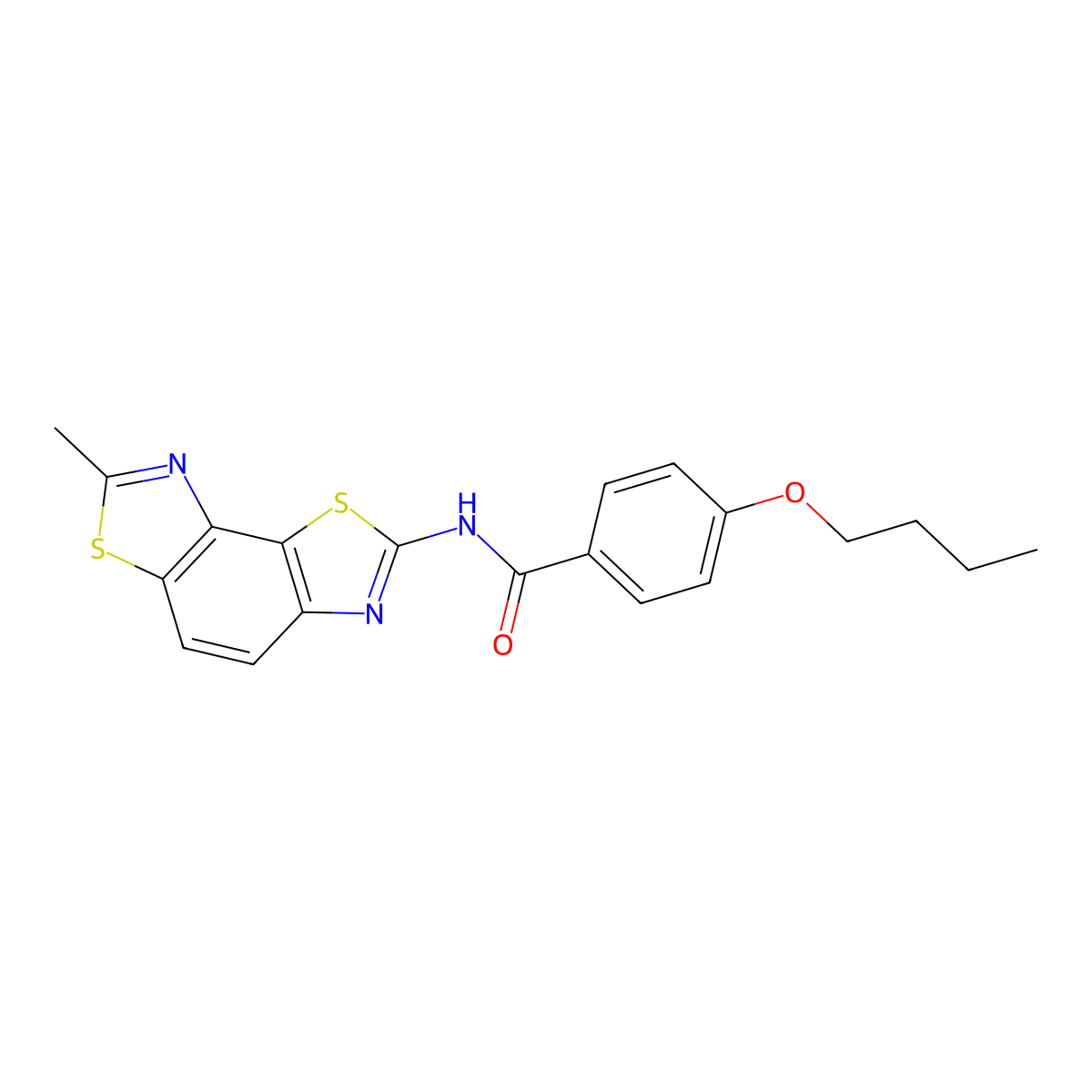 4-butoxy-N-(7-methyl-[1,3]thiazolo[5,4-e][1,3]benzothiazol-2-yl)benzamide molecular structure, CAS 476642-12-3