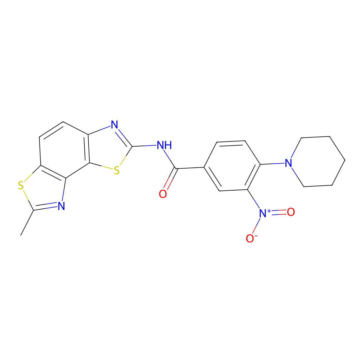 N-(7-methyl-[1,3]thiazolo[5,4-e][1,3]benzothiazol-2-yl)-3-nitro-4-piperidin-1-ylbenzamide molecular structure, CAS 476642-20-3