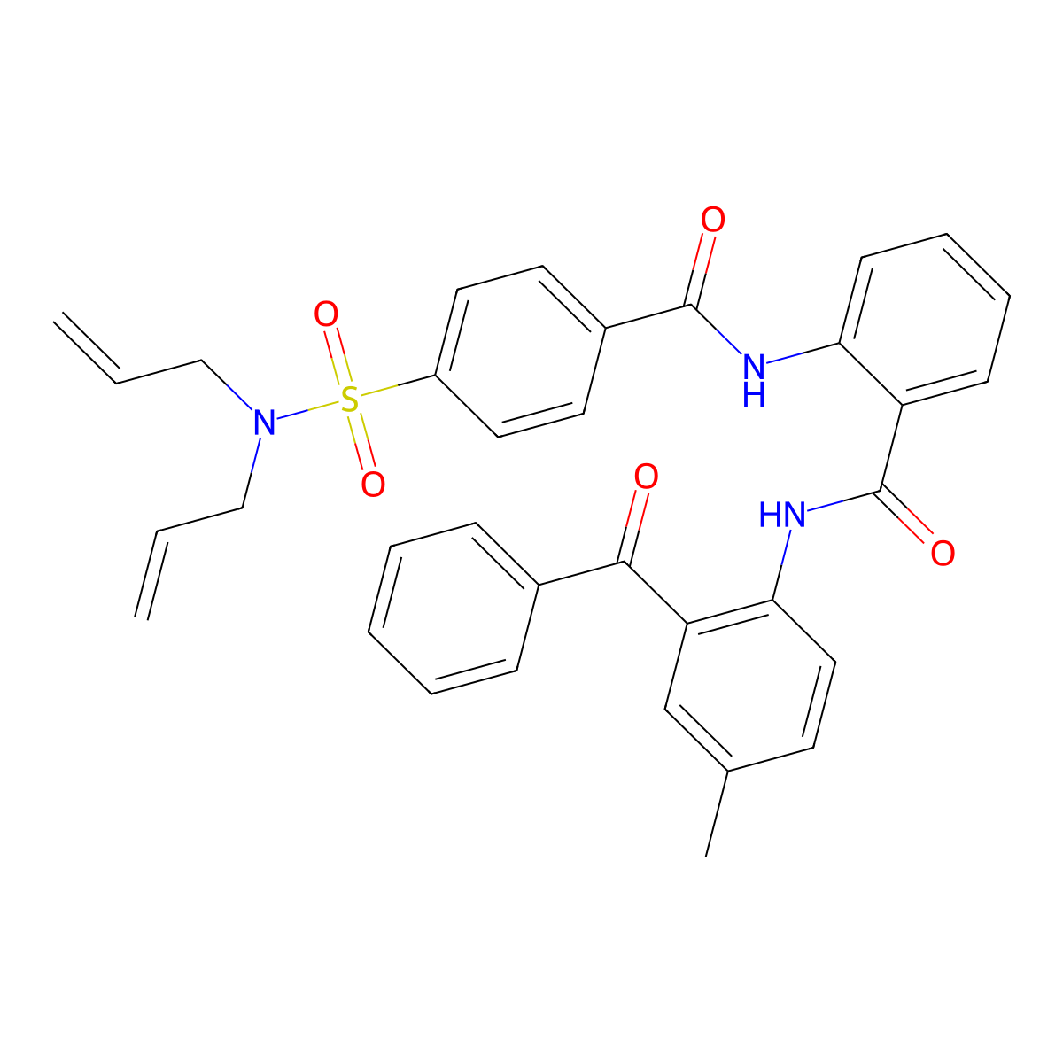 N-(2-benzoyl-4-methylphenyl)-2-(4-(N,N-diallylsulfamoyl)benzamido)benzamide molecular structure, CAS 476642-23-6