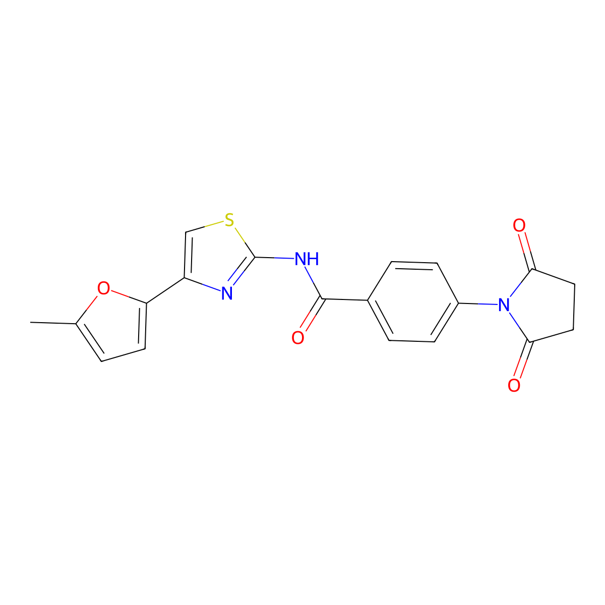 4-(2,5-dioxopyrrolidin-1-yl)-N-[4-(5-methylfuran-2-yl)-1,3-thiazol-2-yl]benzamide molecular structure, CAS 476642-35-0