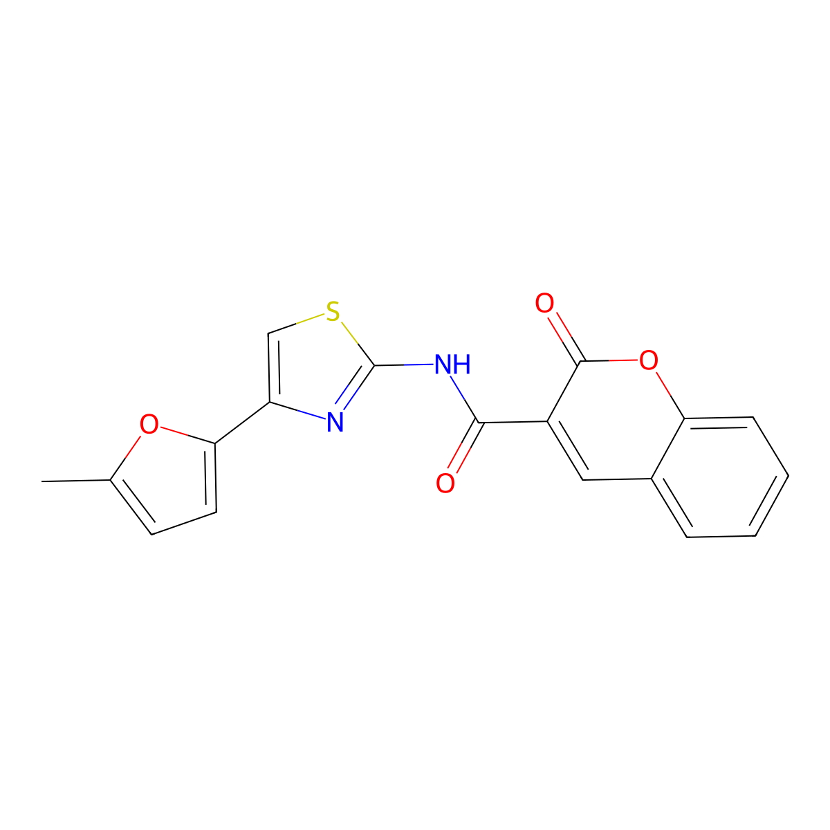 N-(4-(5-methylfuran-2-yl)thiazol-2-yl)-2-oxo-2H-chromene-3-carboxamide molecular structure, CAS 476642-39-4
