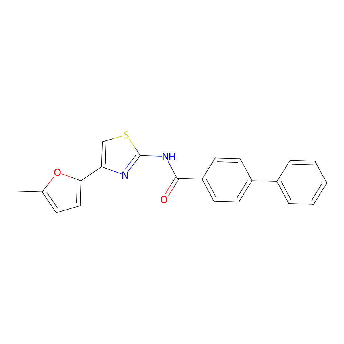 N-(4-(5-methylfuran-2-yl)thiazol-2-yl)-[1,1'-biphenyl]-4-carboxamide molecular structure, CAS 476642-51-0