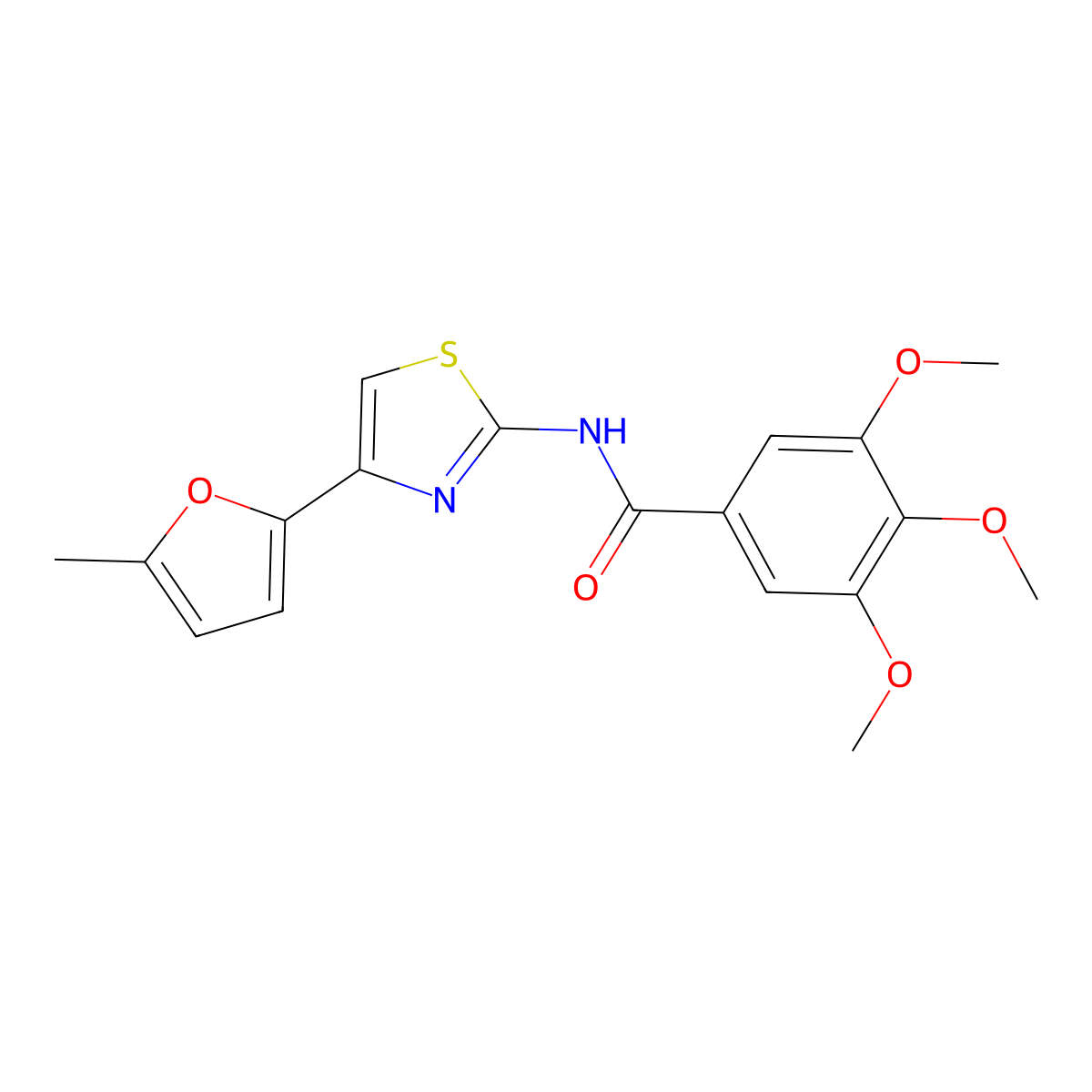 3,4,5-trimethoxy-N-[4-(5-methylfuran-2-yl)-1,3-thiazol-2-yl]benzamide molecular structure, CAS 476642-54-3