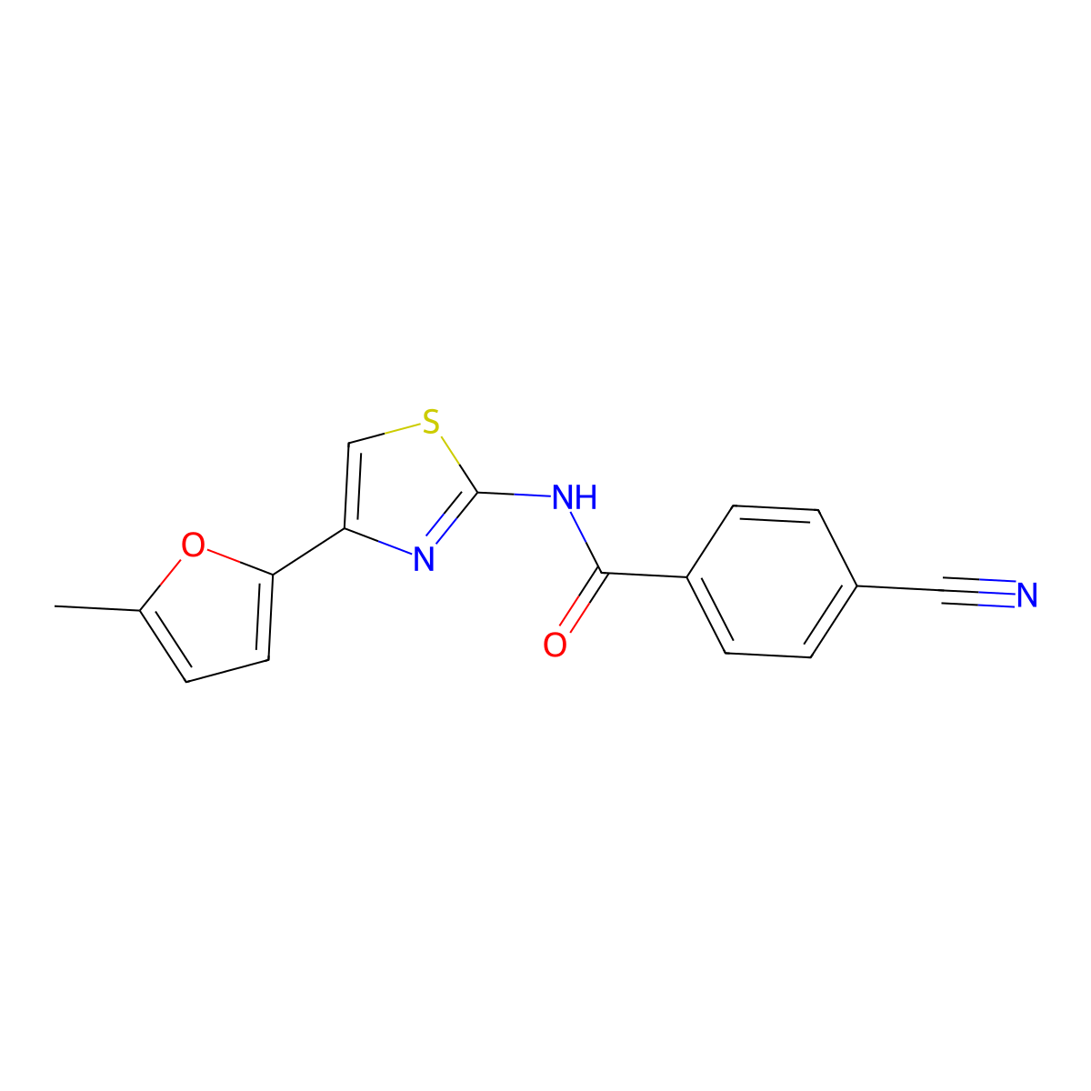 4-cyano-N-[4-(5-methylfuran-2-yl)-1,3-thiazol-2-yl]benzamide molecular structure, CAS 476642-60-1