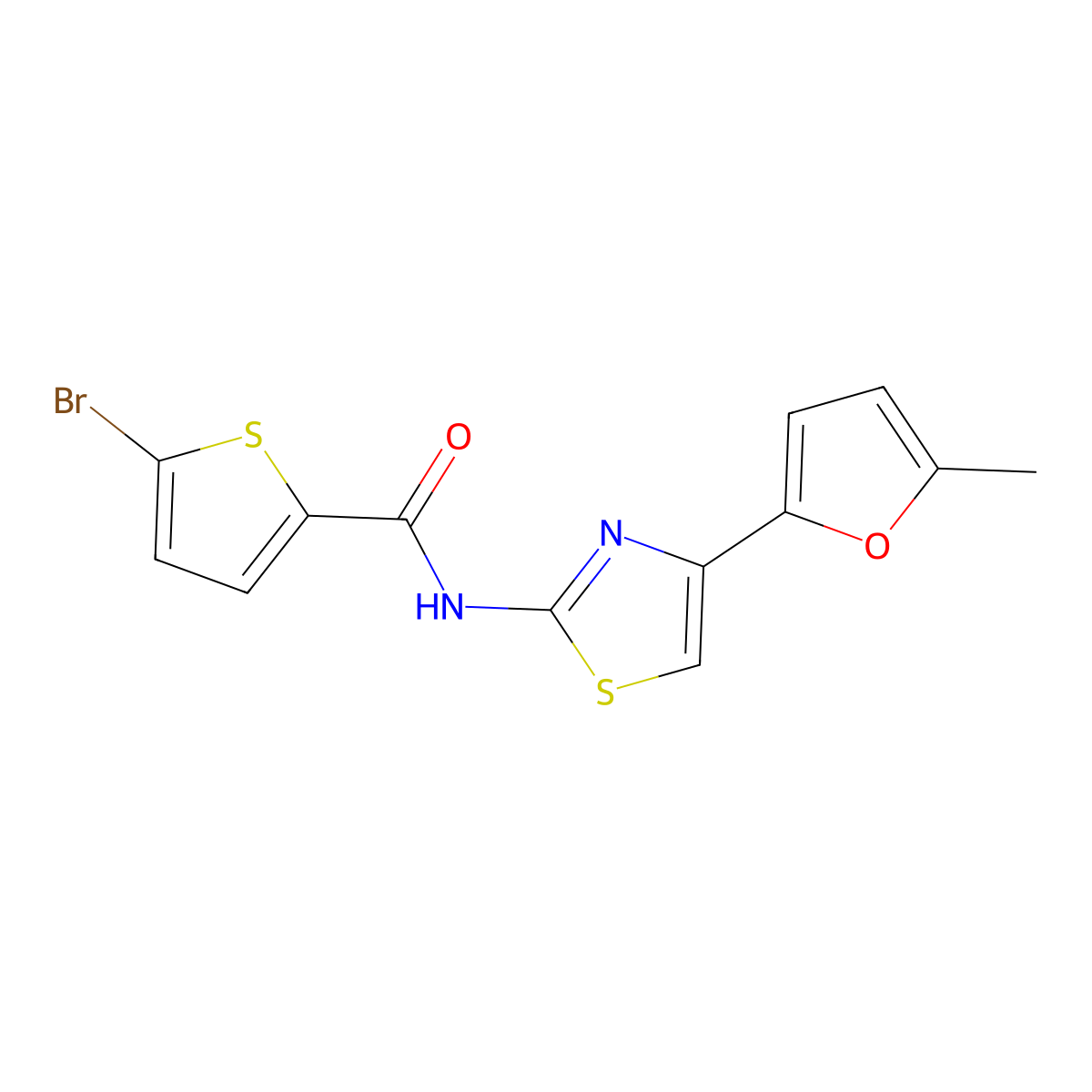 5-bromo-N-[4-(5-methylfuran-2-yl)-1,3-thiazol-2-yl]thiophene-2-carboxamide molecular structure, CAS 476642-65-6