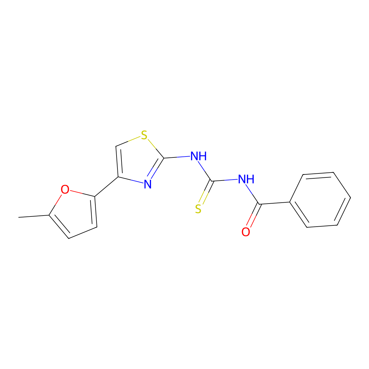 N-((4-(5-methylfuran-2-yl)thiazol-2-yl)carbamothioyl)benzamide molecular structure, CAS 476642-73-6