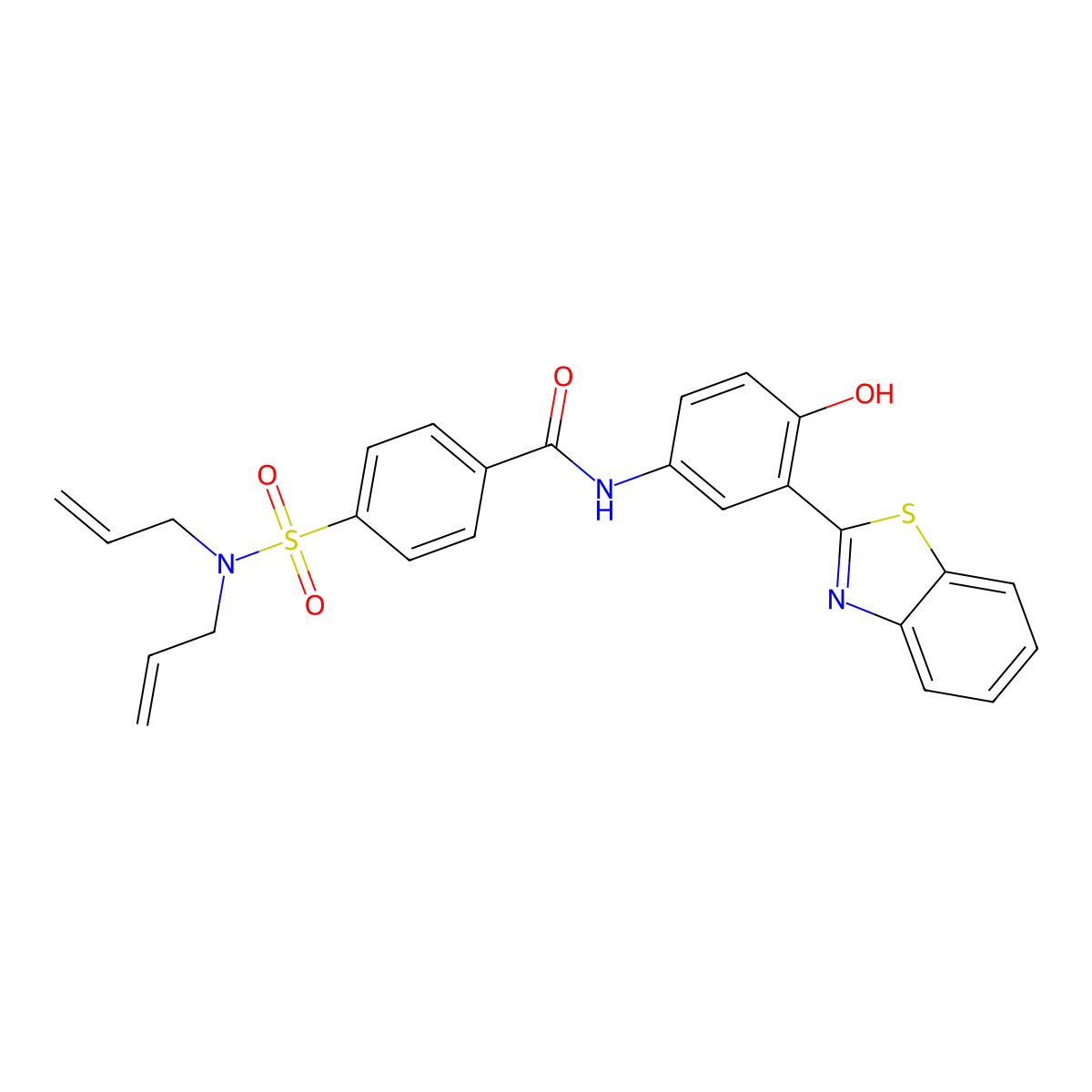 N-(3-(benzo[d]thiazol-2-yl)-4-hydroxyphenyl)-4-(N,N-diallylsulfamoyl)benzamide molecular structure, CAS 476642-77-0