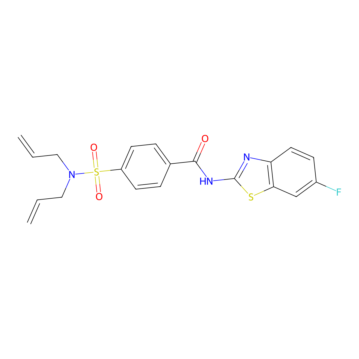4-(N,N-diallylsulfamoyl)-N-(6-fluorobenzo[d]thiazol-2-yl)benzamide molecular structure, CAS 476642-83-8
