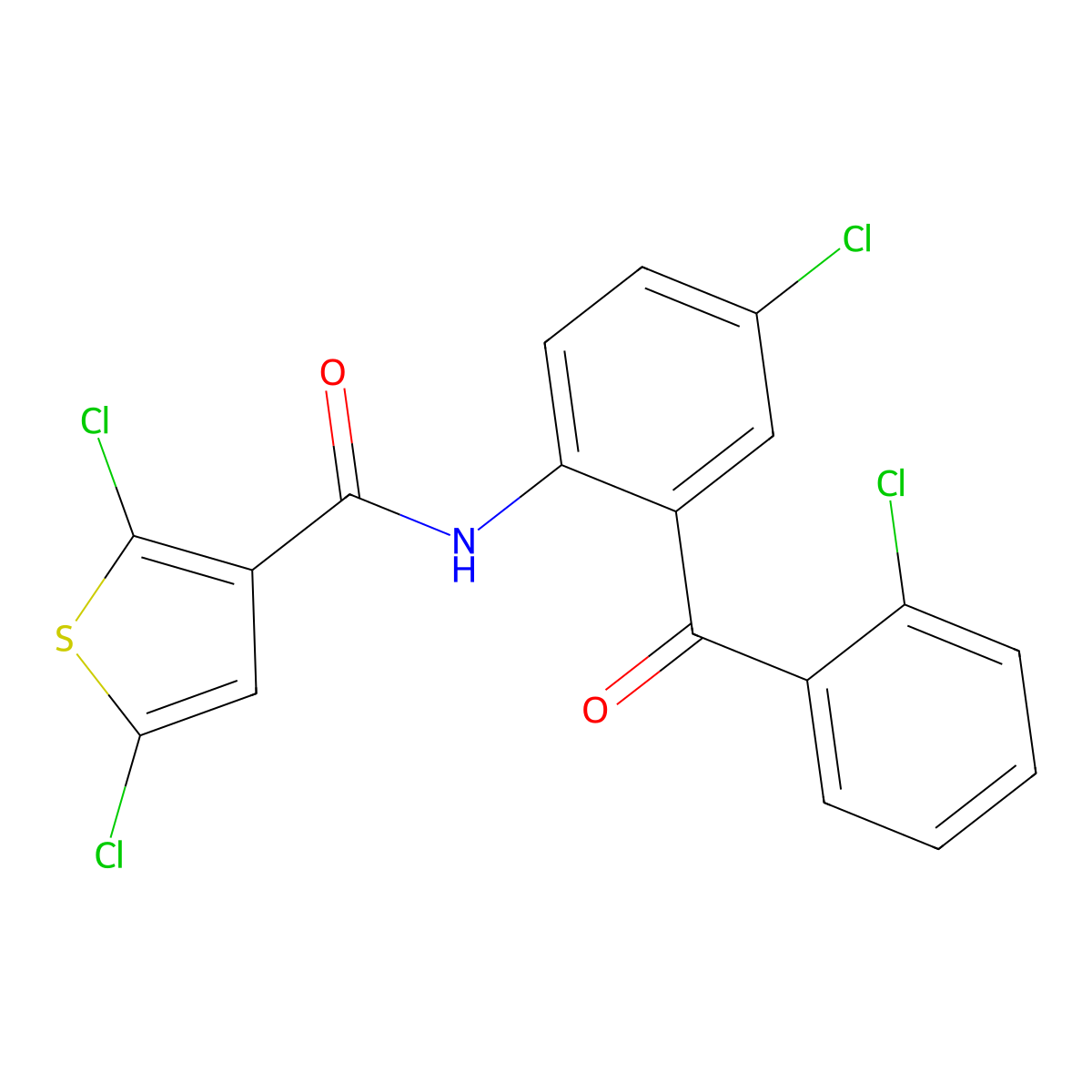 2,5-dichloro-N-[4-chloro-2-(2-chlorobenzoyl)phenyl]thiophene-3-carboxamide molecular structure, CAS 476643-00-2