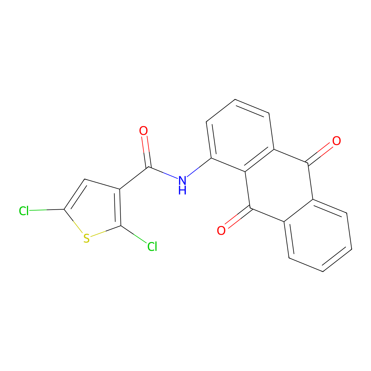 2,5-dichloro-N-(9,10-dioxo-9,10-dihydroanthracen-1-yl)thiophene-3-carboxamide molecular structure, CAS 476643-27-3