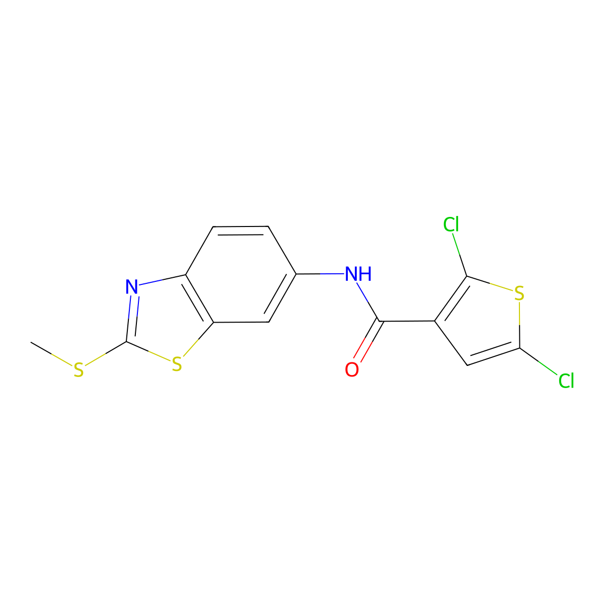 2,5-dichloro-N-(2-(methylthio)benzo[d]thiazol-6-yl)thiophene-3-carboxamide molecular structure, CAS 476643-30-8