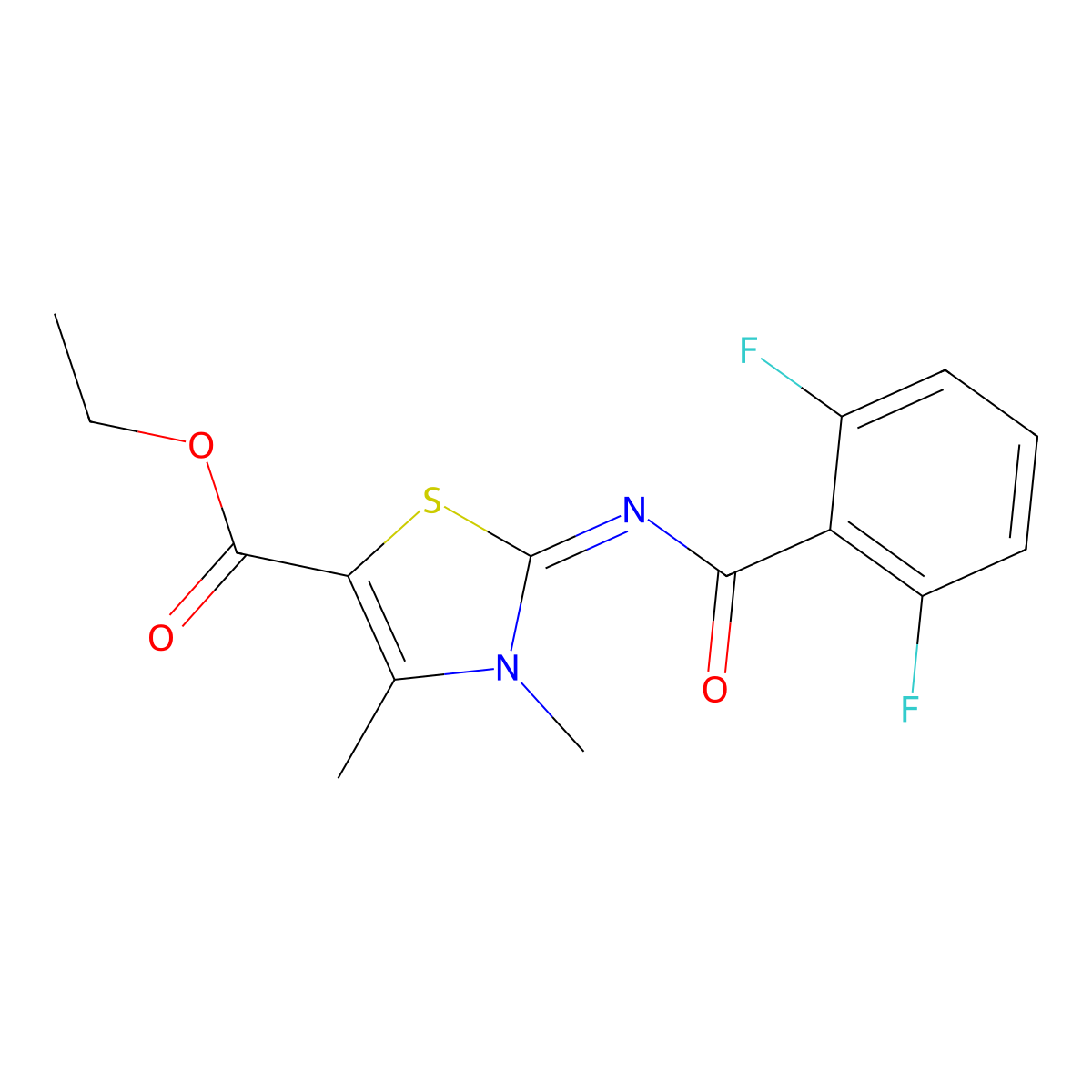 ethyl (Z)-2-((2,6-difluorobenzoyl)imino)-3,4-dimethyl-2,3-dihydrothiazole-5-carboxylate molecular structure, CAS 476643-66-0