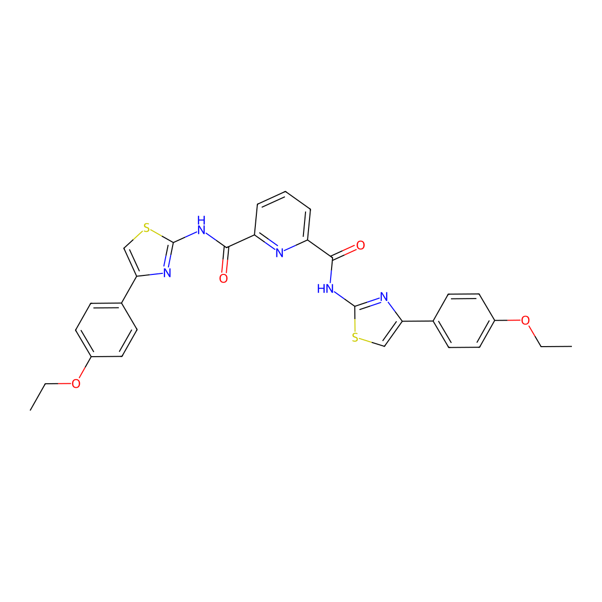 N2,N6-bis(4-(4-ethoxyphenyl)thiazol-2-yl)pyridine-2,6-dicarboxamide molecular structure, CAS 476643-89-7