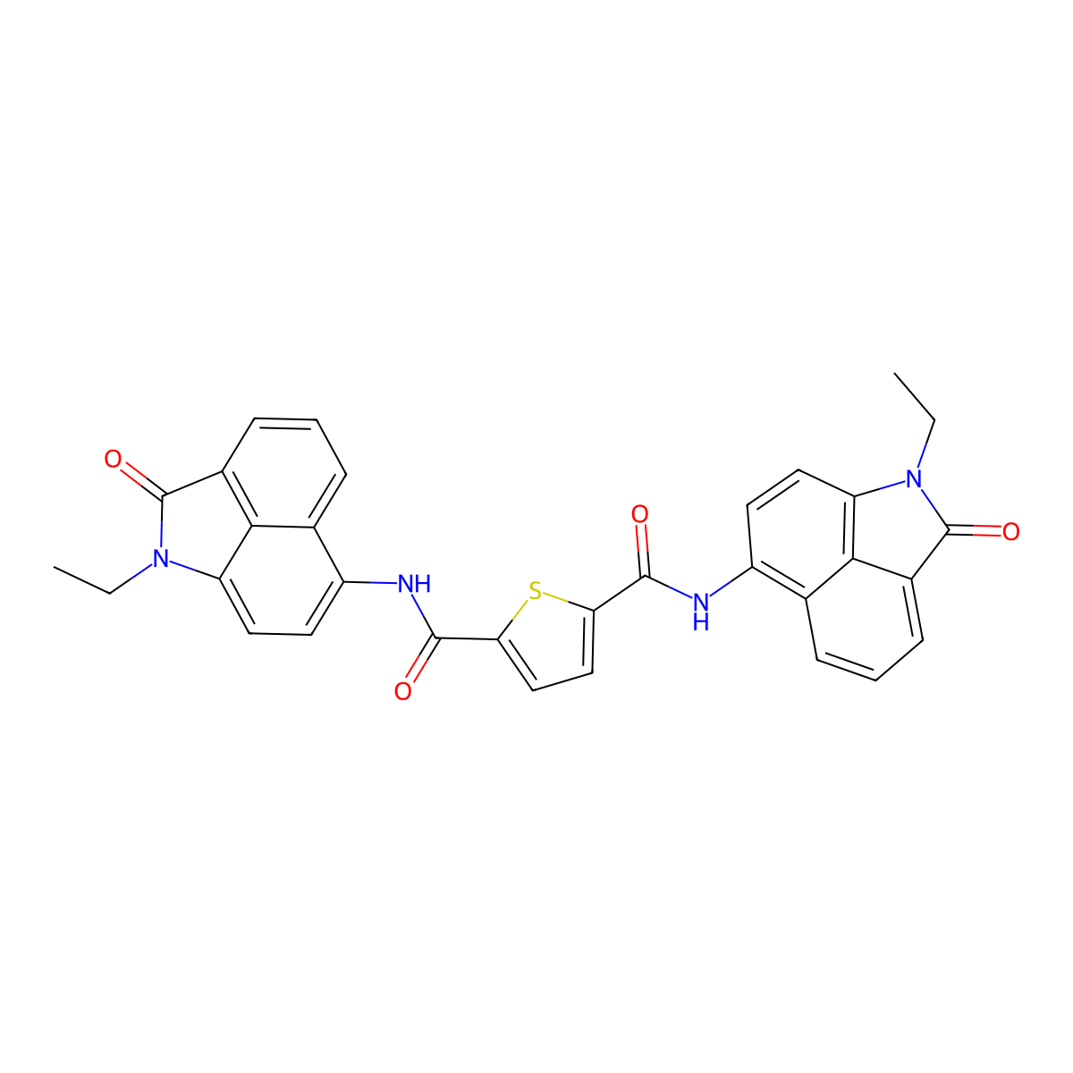 N2,N5-bis(1-ethyl-2-oxo-1,2-dihydrobenzo[cd]indol-6-yl)thiophene-2,5-dicarboxamide molecular structure, CAS 476644-16-3