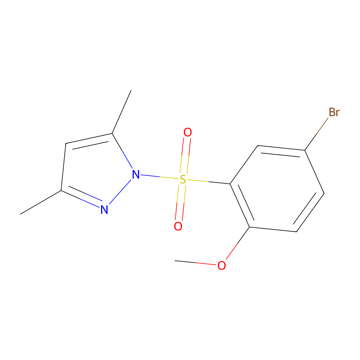 1-(5-Bromo-2-methoxy-benzenesulfonyl)-3,5-dimethyl-1H-pyrazole molecular structure, CAS 476649-37-3