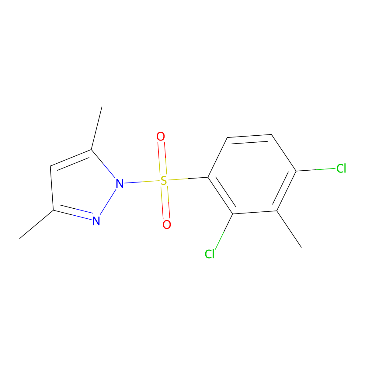 1-(2,4-Dichloro-3-methylphenyl)sulfonyl-3,5-dimethylpyrazole molecular structure, CAS 476649-40-8