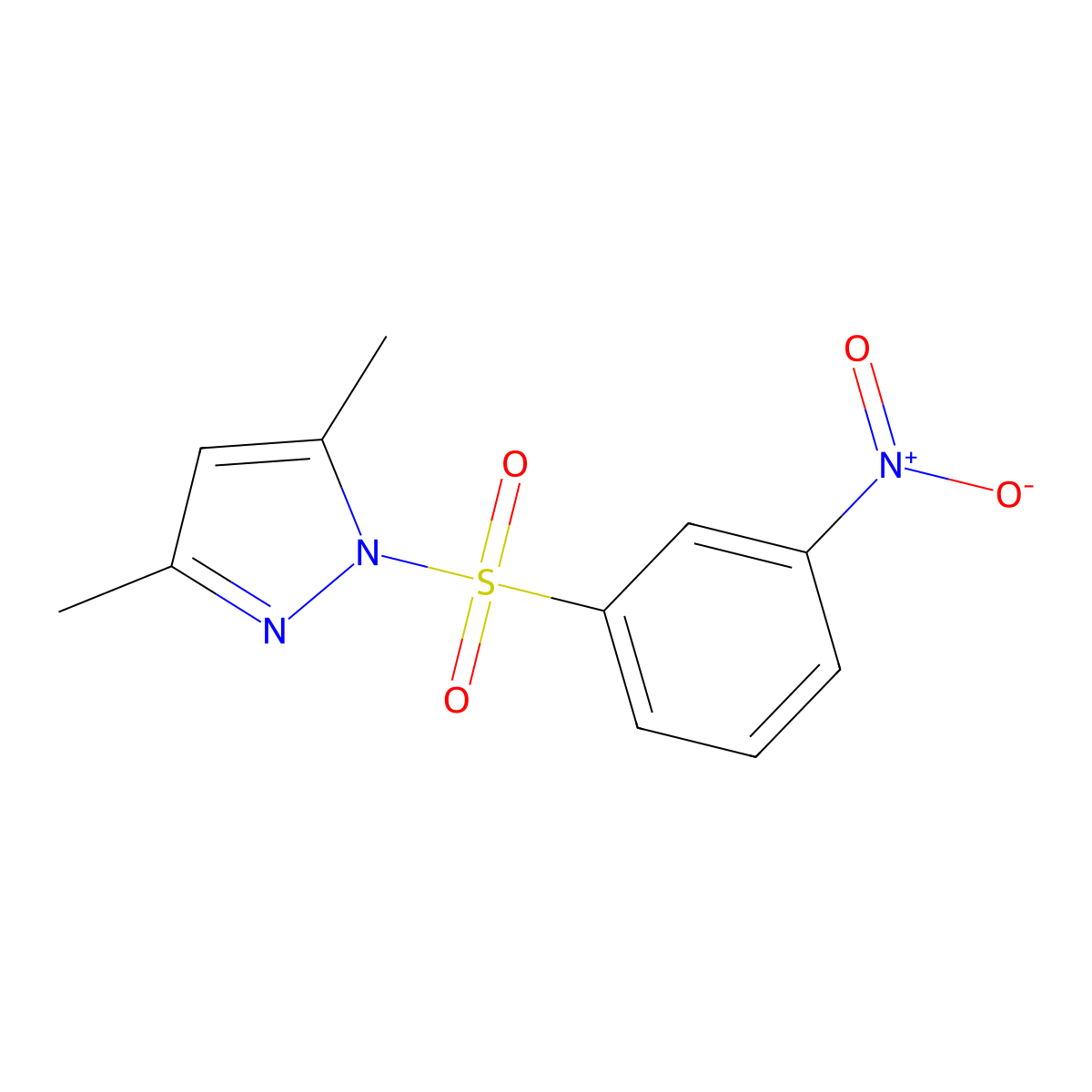 3,5-Dimethyl-1-(3-nitrophenyl)sulfonylpyrazole molecular structure, CAS 476649-44-2