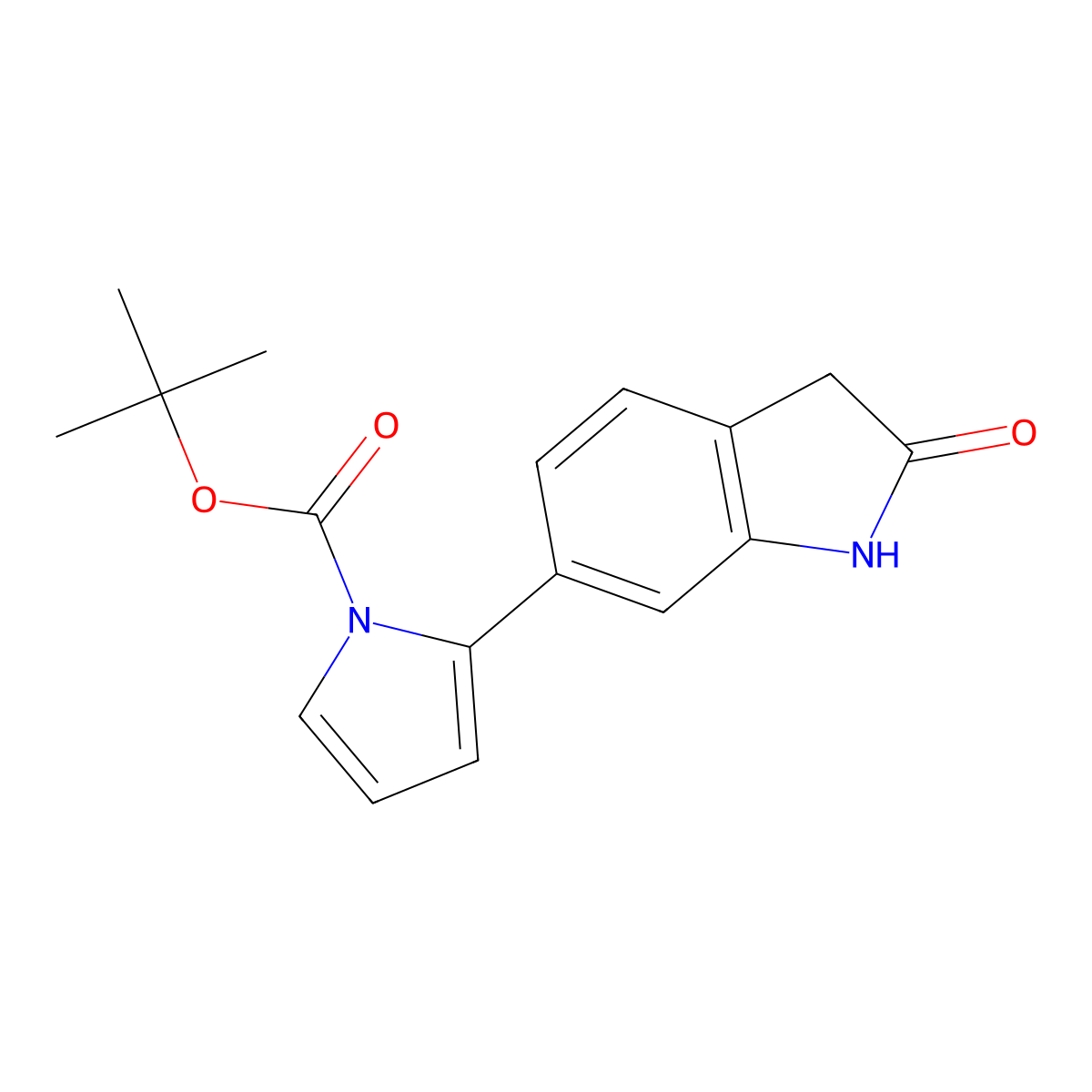 6-(1-t-Butoxycarbonylpyrrol-2-yl)oxindole molecular structure, CAS 476661-94-6