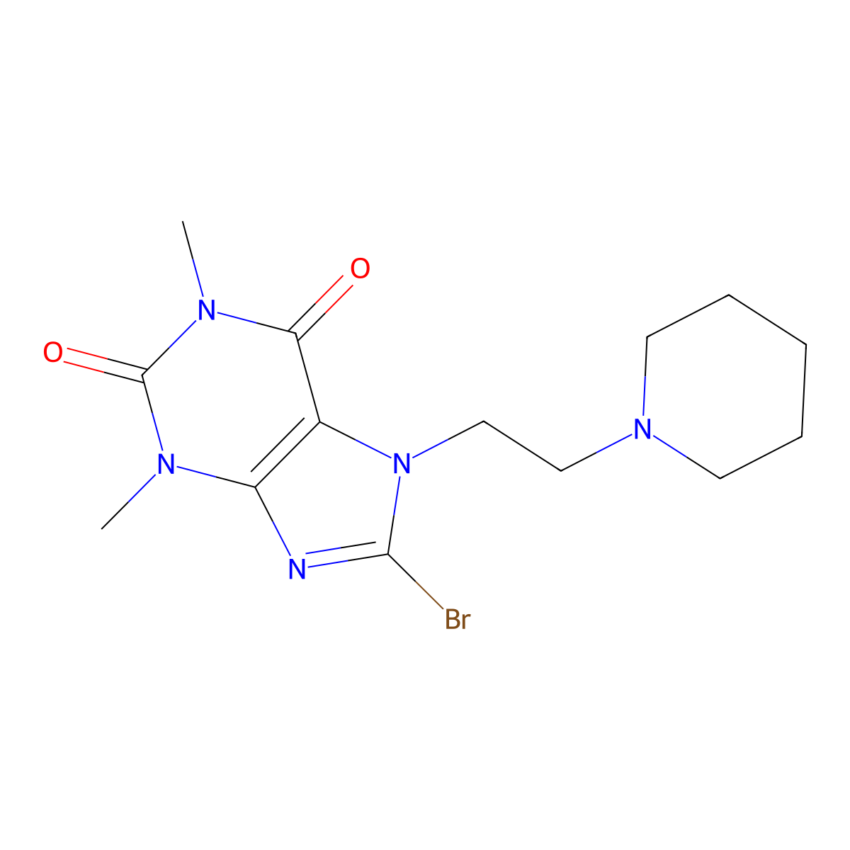 8-Bromo-1,3-dimethyl-7-(2-piperidin-1-ylethyl)purine-2,6-dione molecular structure, CAS 476668-46-9