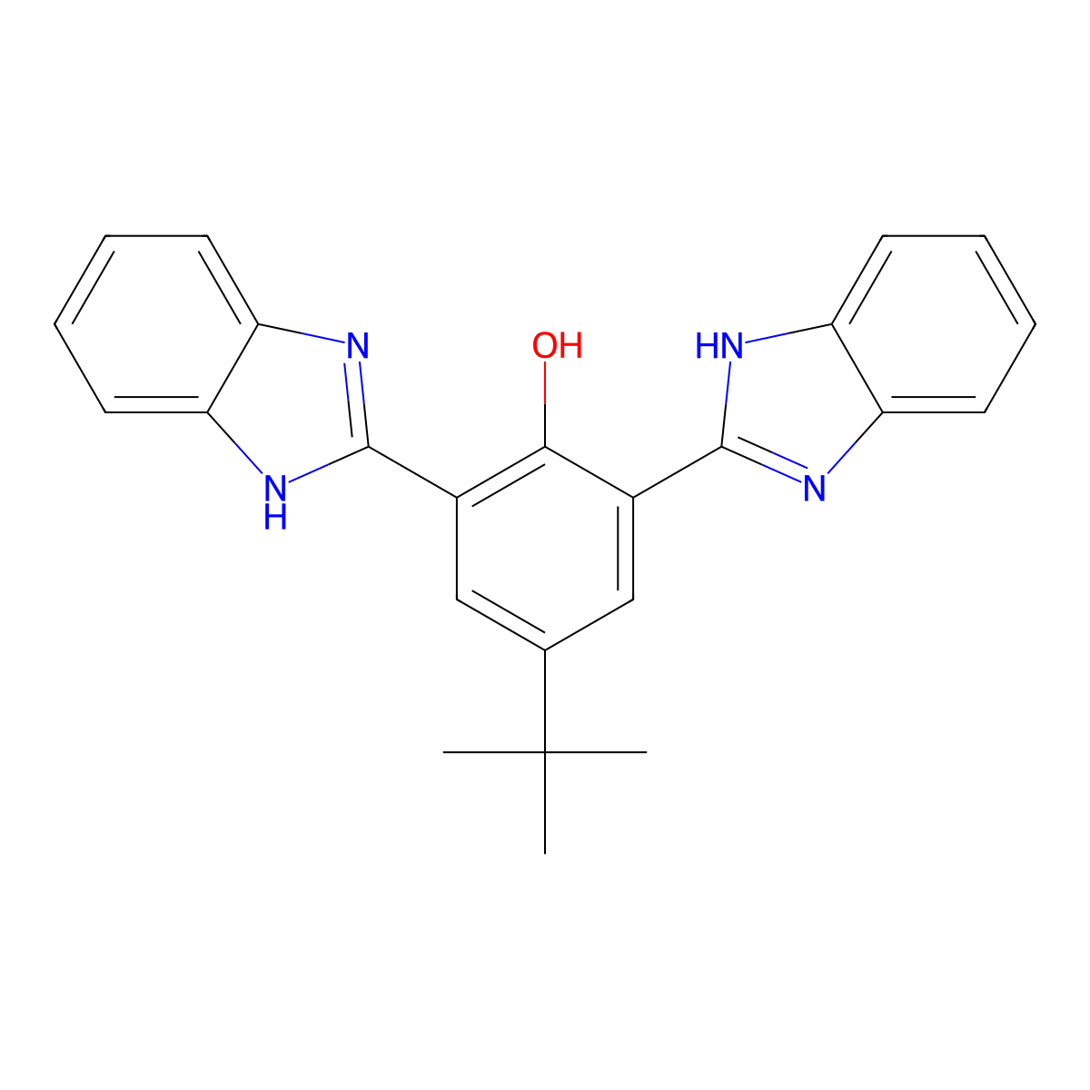 2,6-bis(1H-benzimidazol-2-yl)-4-tert-butylphenol molecular structure, CAS 476690-00-3