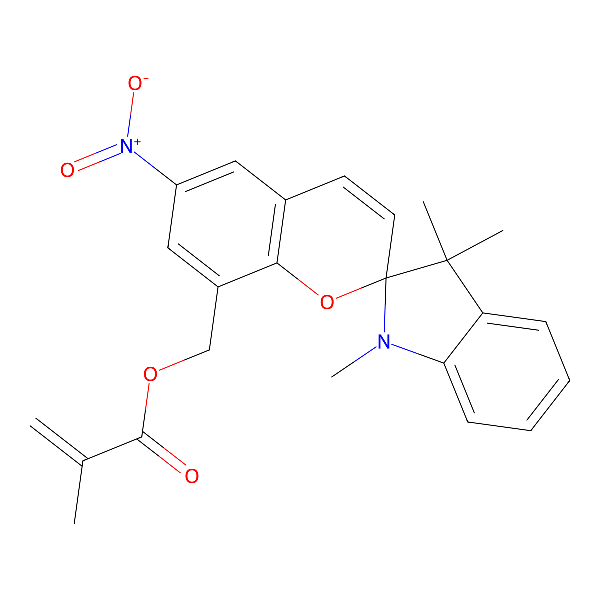 (1',3',3'-Trimethyl-6-nitrospiro[chromene-2,2'-indole]-8-yl)methyl 2-methylprop-2-enoate molecular structure, CAS 47674-27-1