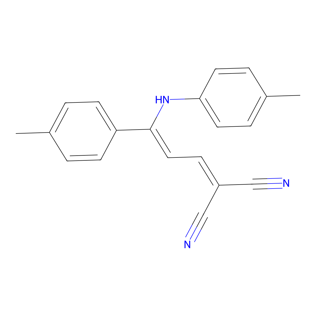 2-[3-(4-Methylanilino)-3-(4-methylphenyl)prop-2-enylidene]propanedinitrile molecular structure, CAS 4768-40-5