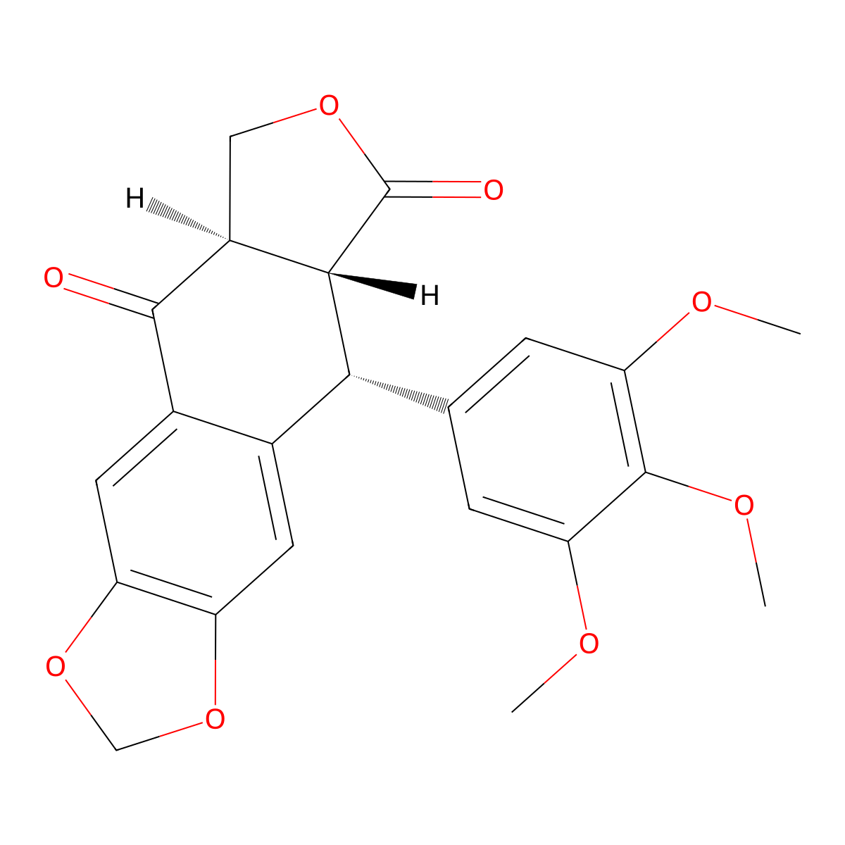 Podophyllotoxone molecular structure, CAS 477-49-6