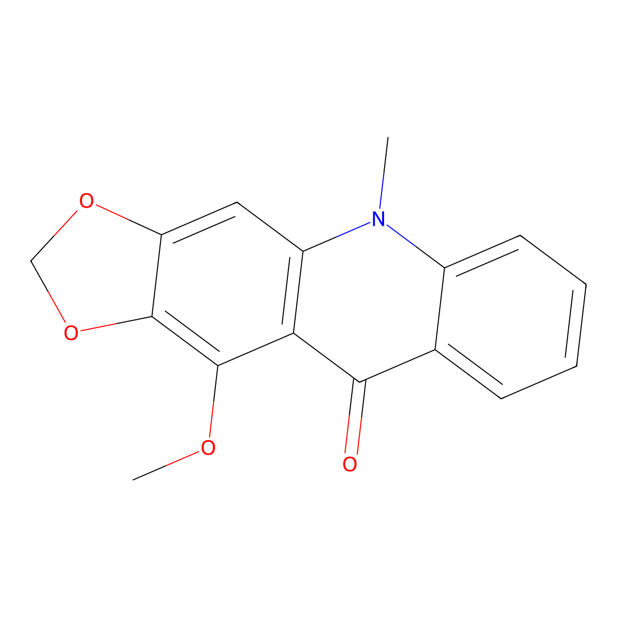 11-Methoxy-5-methyl-1,3-dioxolo(4,5-b)acridin-10(5H)-one molecular structure, CAS 477-82-7
