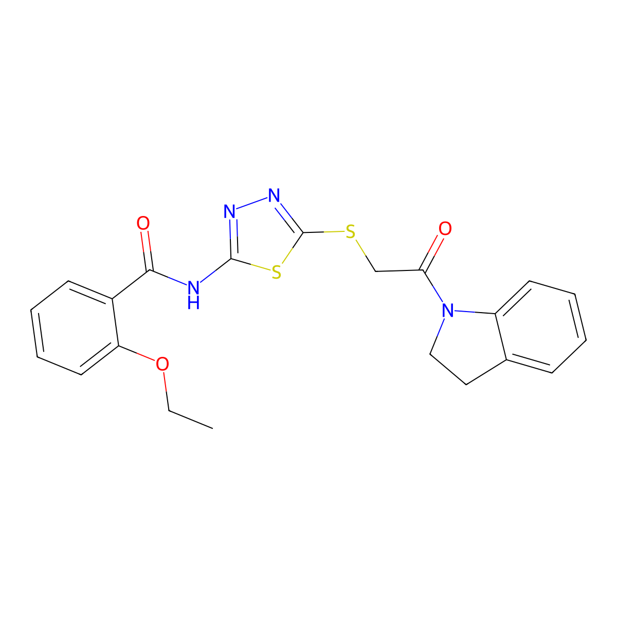 2-ethoxy-N-(5-((2-(indolin-1-yl)-2-oxoethyl)thio)-1,3,4-thiadiazol-2-yl)benzamide molecular structure, CAS 477211-88-4