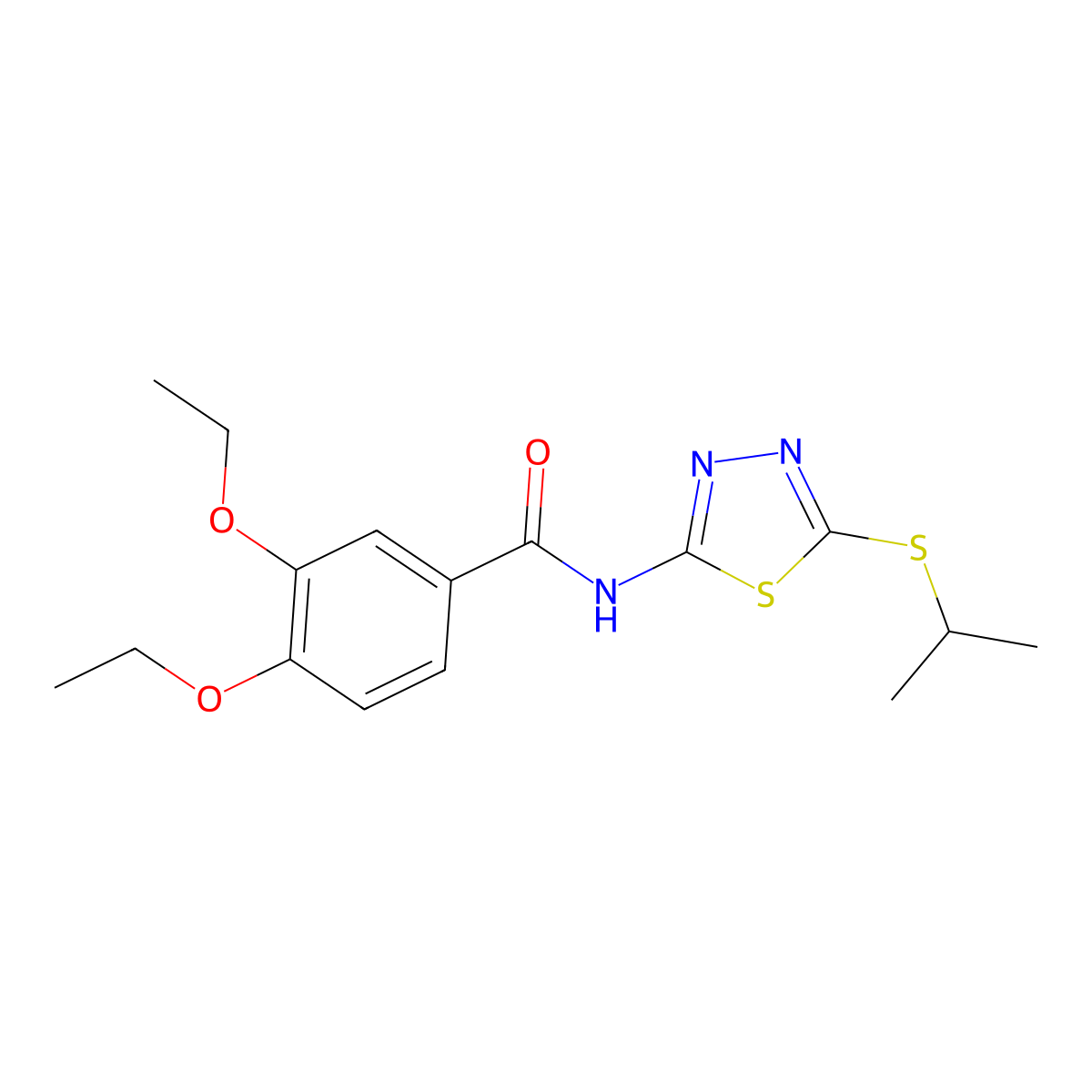 3,4-diethoxy-N-(5-(isopropylthio)-1,3,4-thiadiazol-2-yl)benzamide molecular structure, CAS 477212-34-3