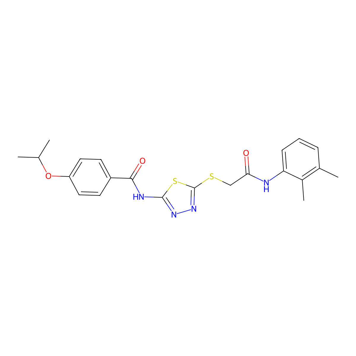 N-(5-((2-((2,3-dimethylphenyl)amino)-2-oxoethyl)thio)-1,3,4-thiadiazol-2-yl)-4-isopropoxybenzamide molecular structure, CAS 477213-78-8