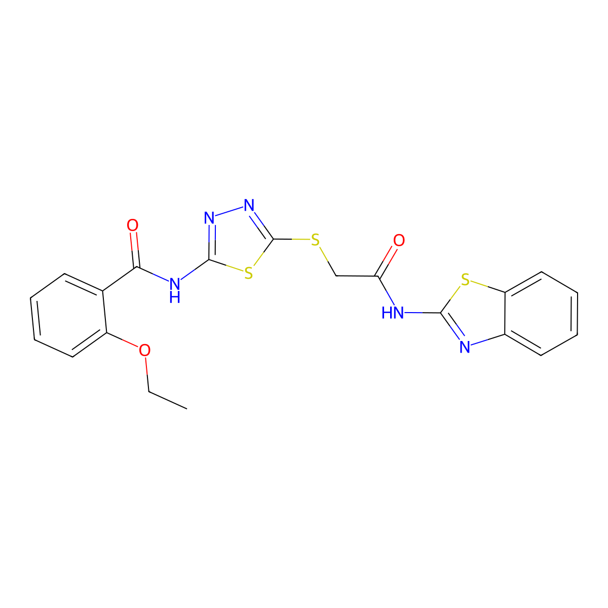 N-(5-((2-(benzo[d]thiazol-2-ylamino)-2-oxoethyl)thio)-1,3,4-thiadiazol-2-yl)-2-ethoxybenzamide molecular structure, CAS 477214-90-7