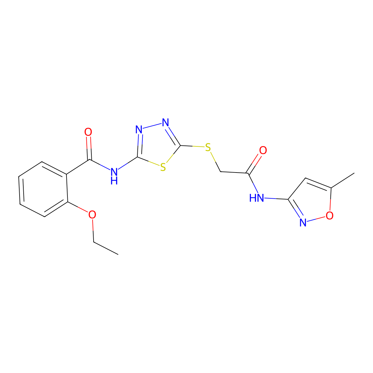 2-ethoxy-N-(5-((2-((5-methylisoxazol-3-yl)amino)-2-oxoethyl)thio)-1,3,4-thiadiazol-2-yl)benzamide molecular structure, CAS 477215-35-3