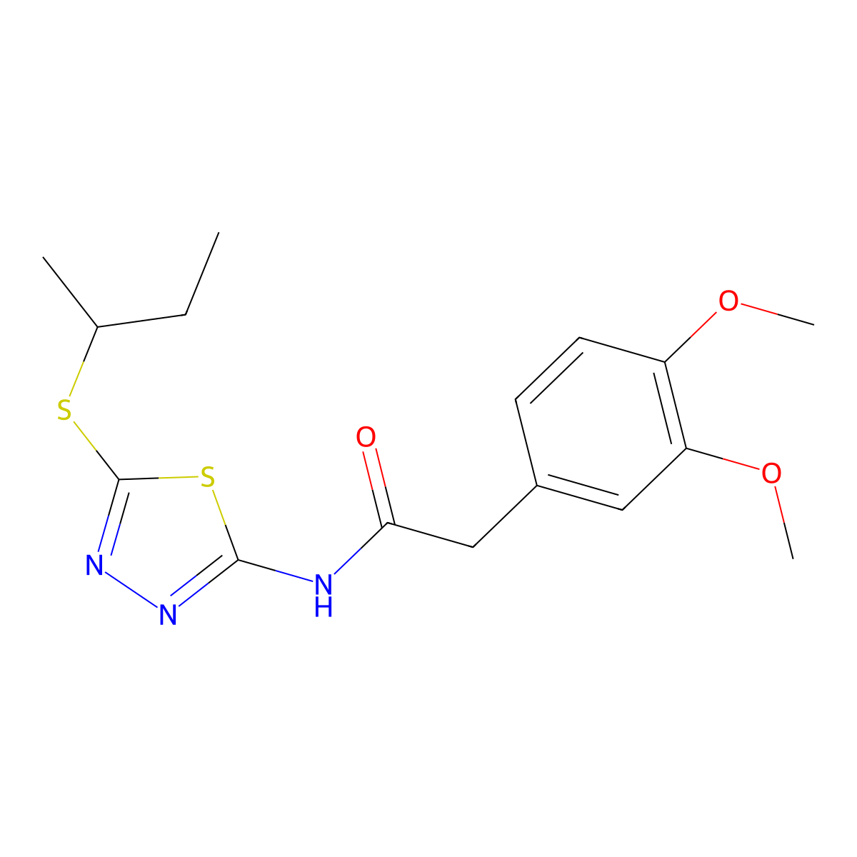 N-(5-(sec-butylthio)-1,3,4-thiadiazol-2-yl)-2-(3,4-dimethoxyphenyl)acetamide molecular structure, CAS 477215-53-5