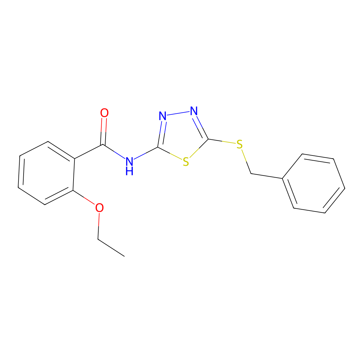 N-(5-(benzylthio)-1,3,4-thiadiazol-2-yl)-2-ethoxybenzamide molecular structure, CAS 477215-65-9