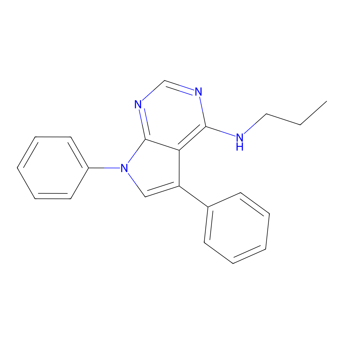 5,7-diphenyl-N-propyl-7H-pyrrolo[2,3-d]pyrimidin-4-amine molecular structure, CAS 477225-78-8